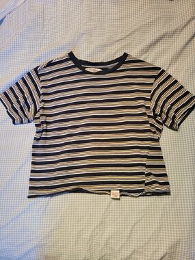 Pull&Bear Navy, White & Yellow Striped Tee